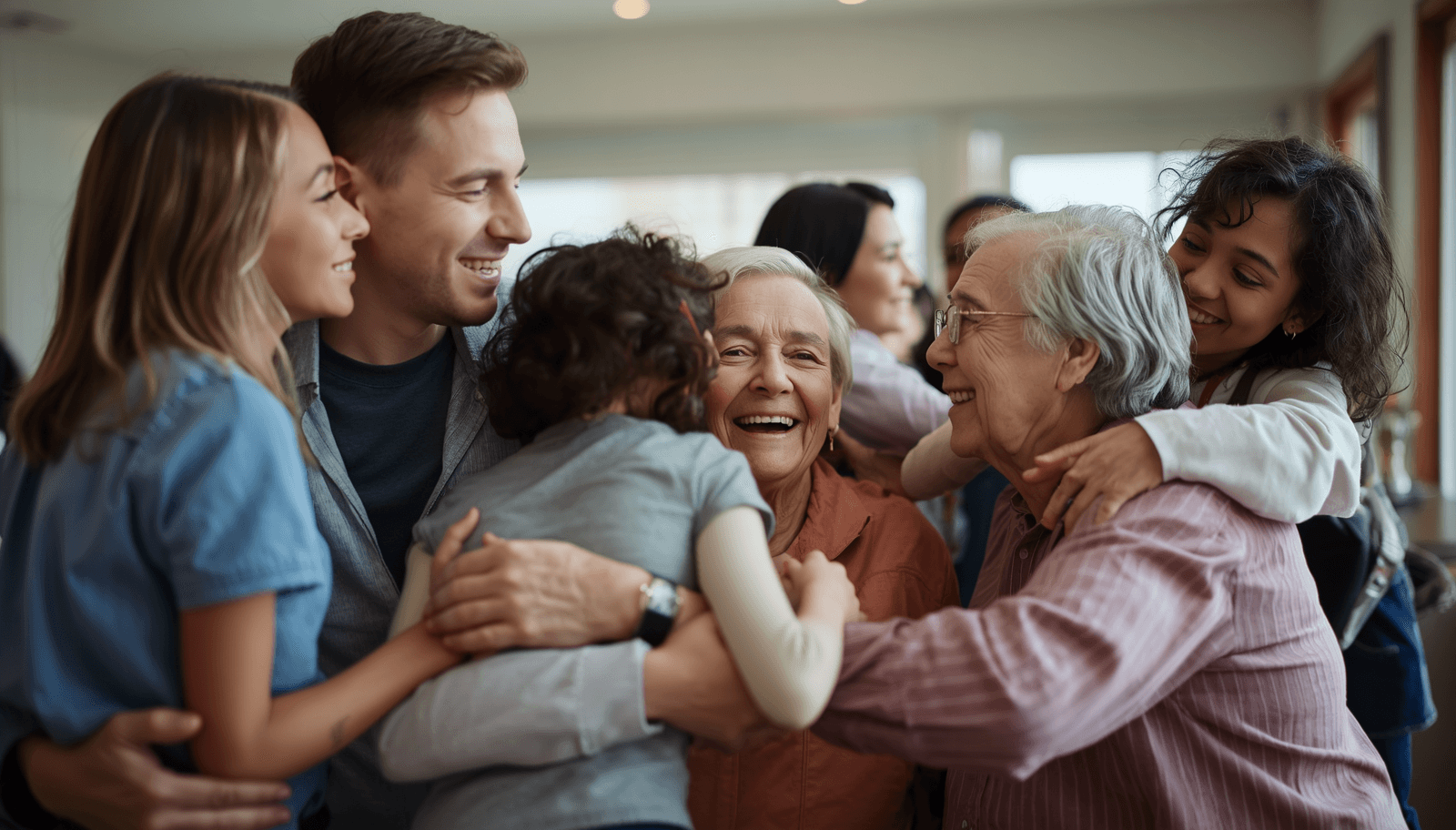Multigenerational family reunion in a Canadian home